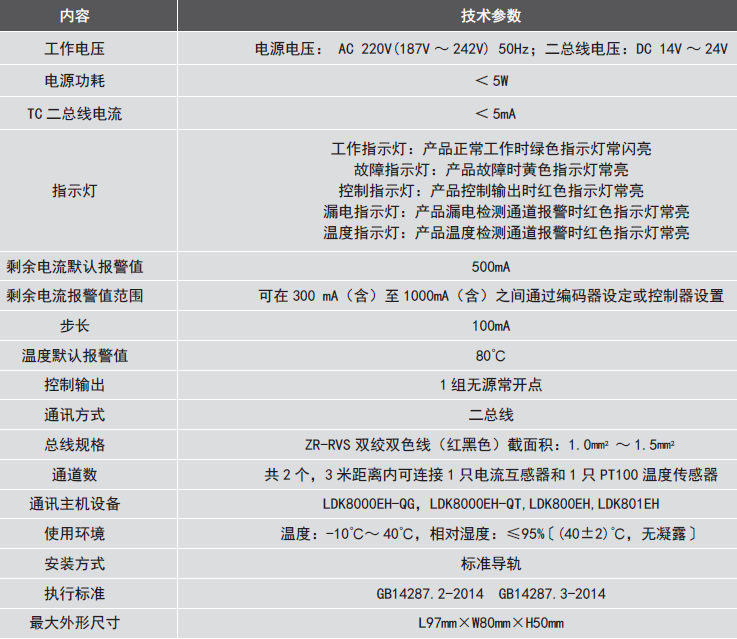 LDT9007EH組合式<a href=http://m.xmphtxh.com/dianqihuozai/ target=_blank class=infotextkey>電氣火災(zāi)監(jiān)控</a>探測(cè)器參數(shù)